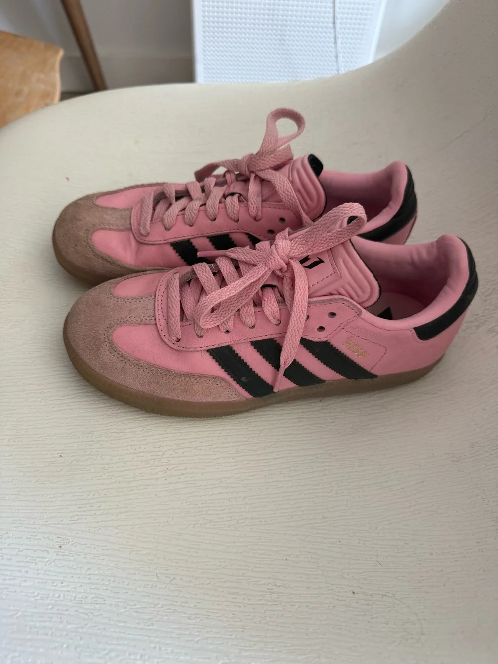 adidas Kids Pink Sneakers with Black Stripes